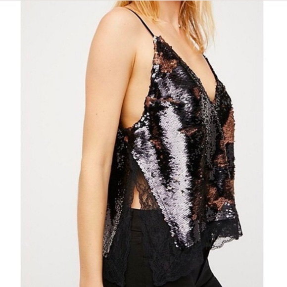 free people blue & silver sequin tank top camisole
lace blouse party going out - Picture 15 of 16